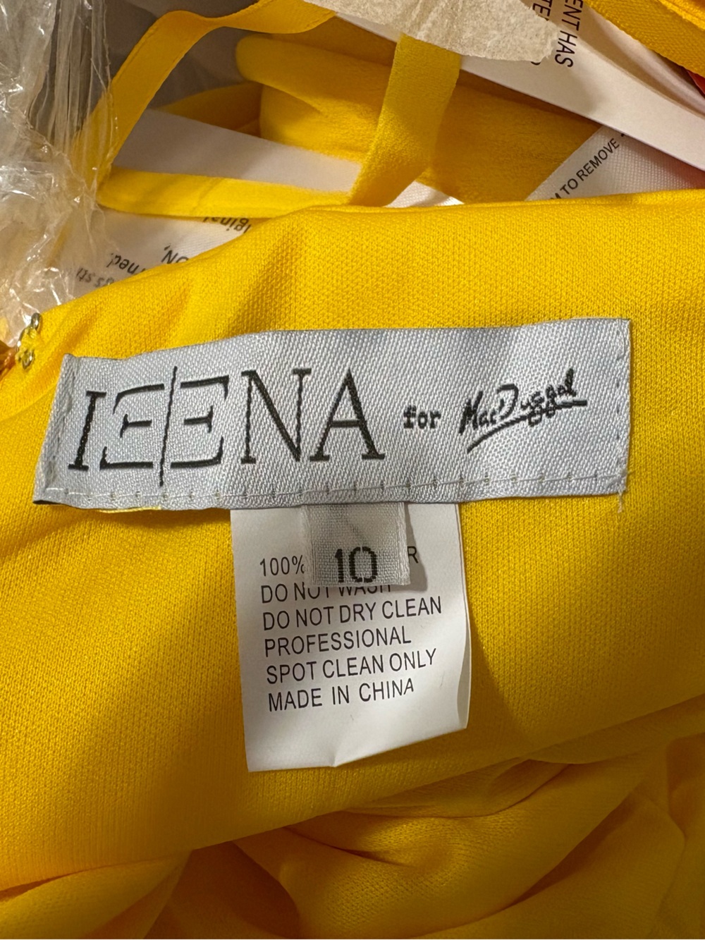 NWT Mac Duggal Bright Yellow Pleated Chiffon Mini Dress - Picture 6 of 6